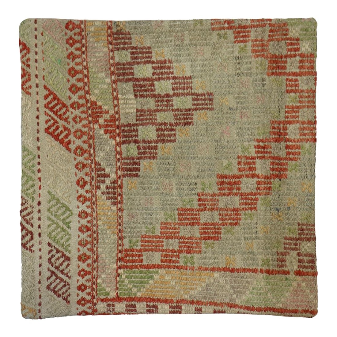 Pasargad Home Vintage Kilim Pillow Case, Multicolor: This unique Turkish vintage handwoven kilim pillow Cover is made up of wool. Kilims are produced by tightly interweaving the warp and weft strands of the weave to produce a flat surface with no pile.