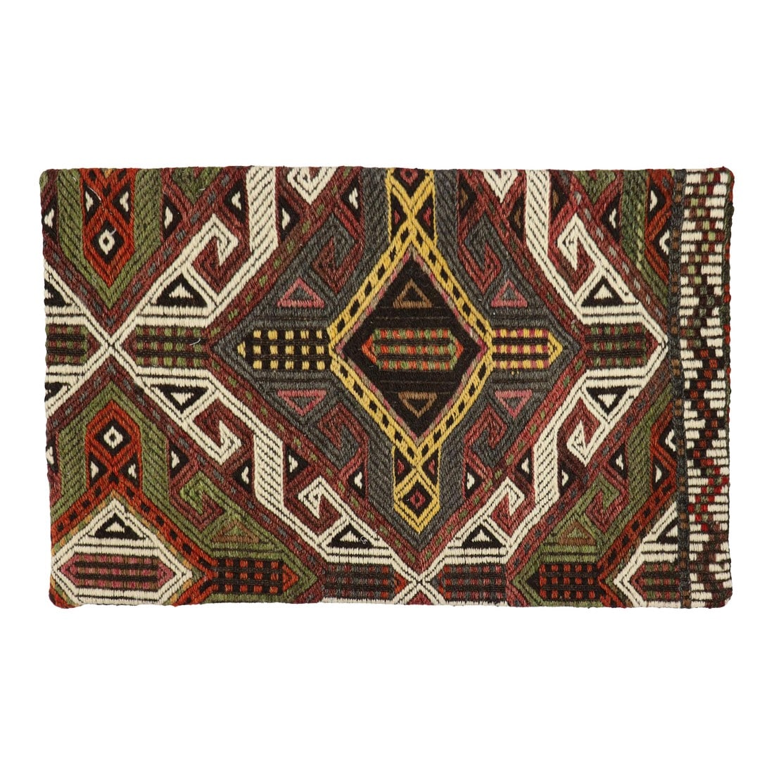 Pasargad Home Vintage Kilim Pillow Case, Multicolor: This unique Turkish vintage handwoven kilim pillow Cover is made up of wool. Kilims are produced by tightly interweaving the warp and weft strands of the weave to produce a flat surface with no pile.