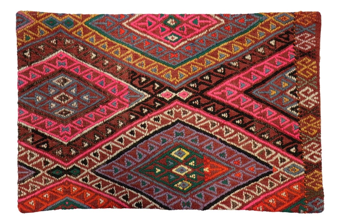 Pasargad Home Vintage Kilim Pillow Case, Multicolor: This unique Turkish vintage handwoven kilim pillow Cover is made up of wool. Kilims are produced by tightly interweaving the warp and weft strands of the weave to produce a flat surface with no pile.
