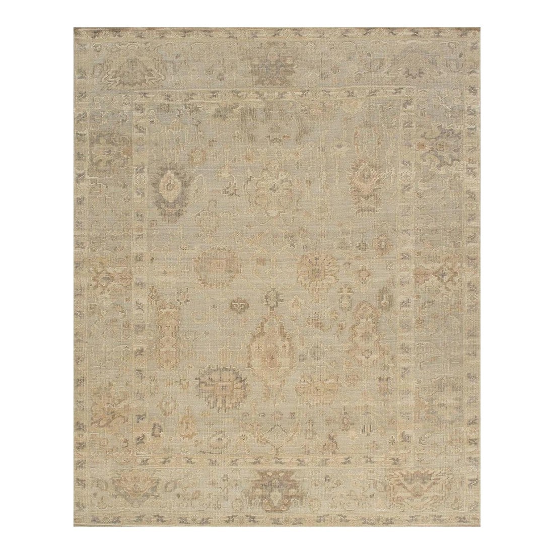Oushak Wool Blue Area Rug, 8' 2'' X 10' 1'': Meet Pasargad Home Oushak hand-knotted Rug, upholding a timeless, elegant style of design that has been the centerpiece of divine decor for generations, this exquisite rug will surely fashion an ideal