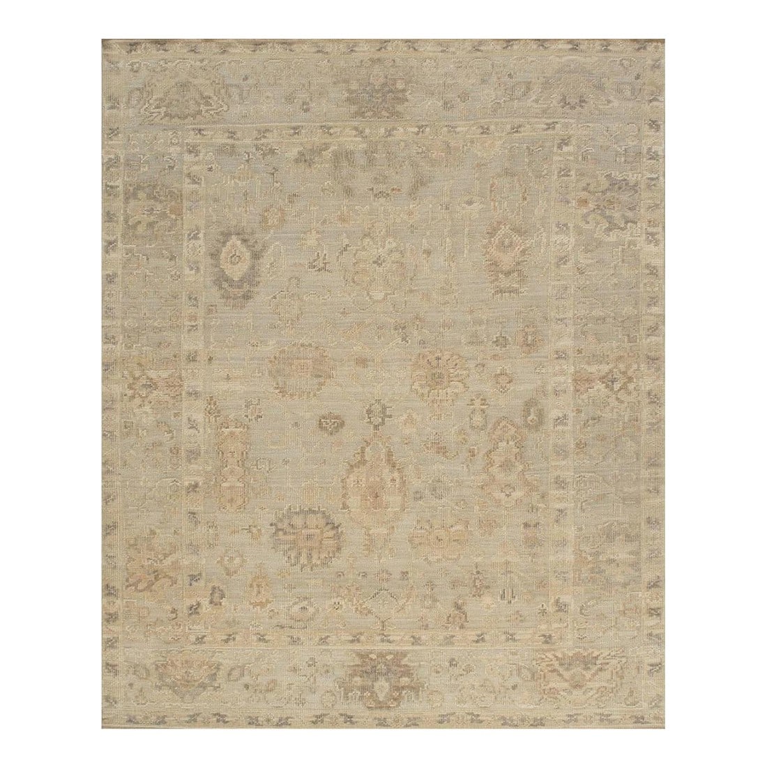Oushak Wool Blue Area Rug, 12' 2'' X 14'10'': Meet Pasargad Home Oushak hand-knotted Rug, upholding a timeless, elegant style of design that has been the centerpiece of divine decor for generations, this exquisite rug will surely fashion an ideal