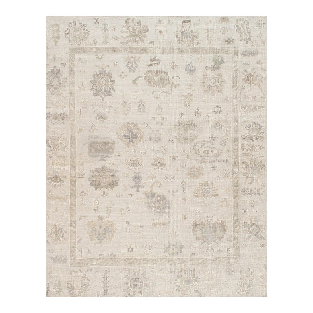 Oushak Wool Beige Area Rug, 12' 1'' X 14'11'': Meet Pasargad Home Oushak hand-knotted Rug, upholding a timeless, elegant style of design that has been the centerpiece of divine decor for generations, this exquisite rug will surely fashion an