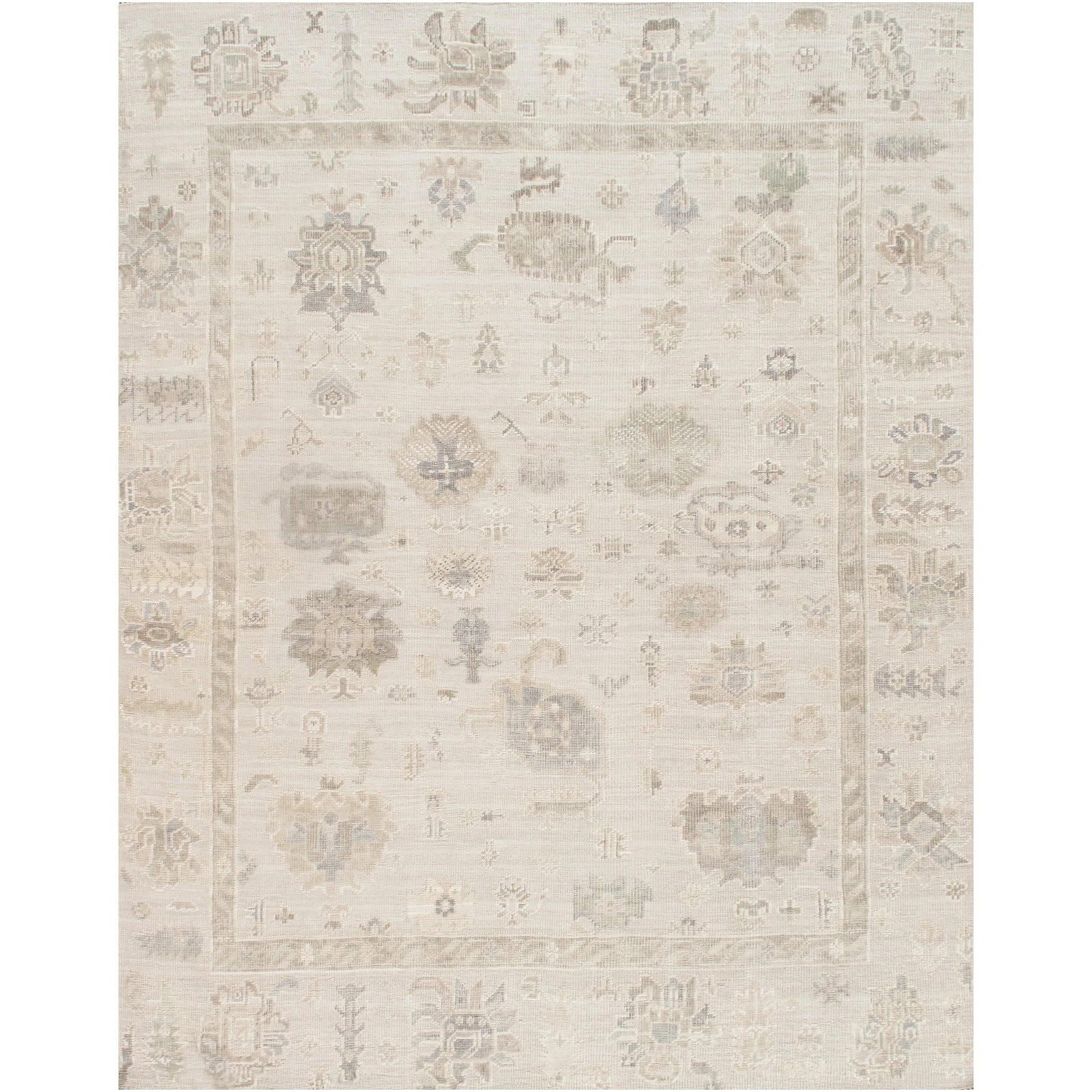 Oushak Wool Beige Area Rug, 12' 1'' X 14'11'' - 6