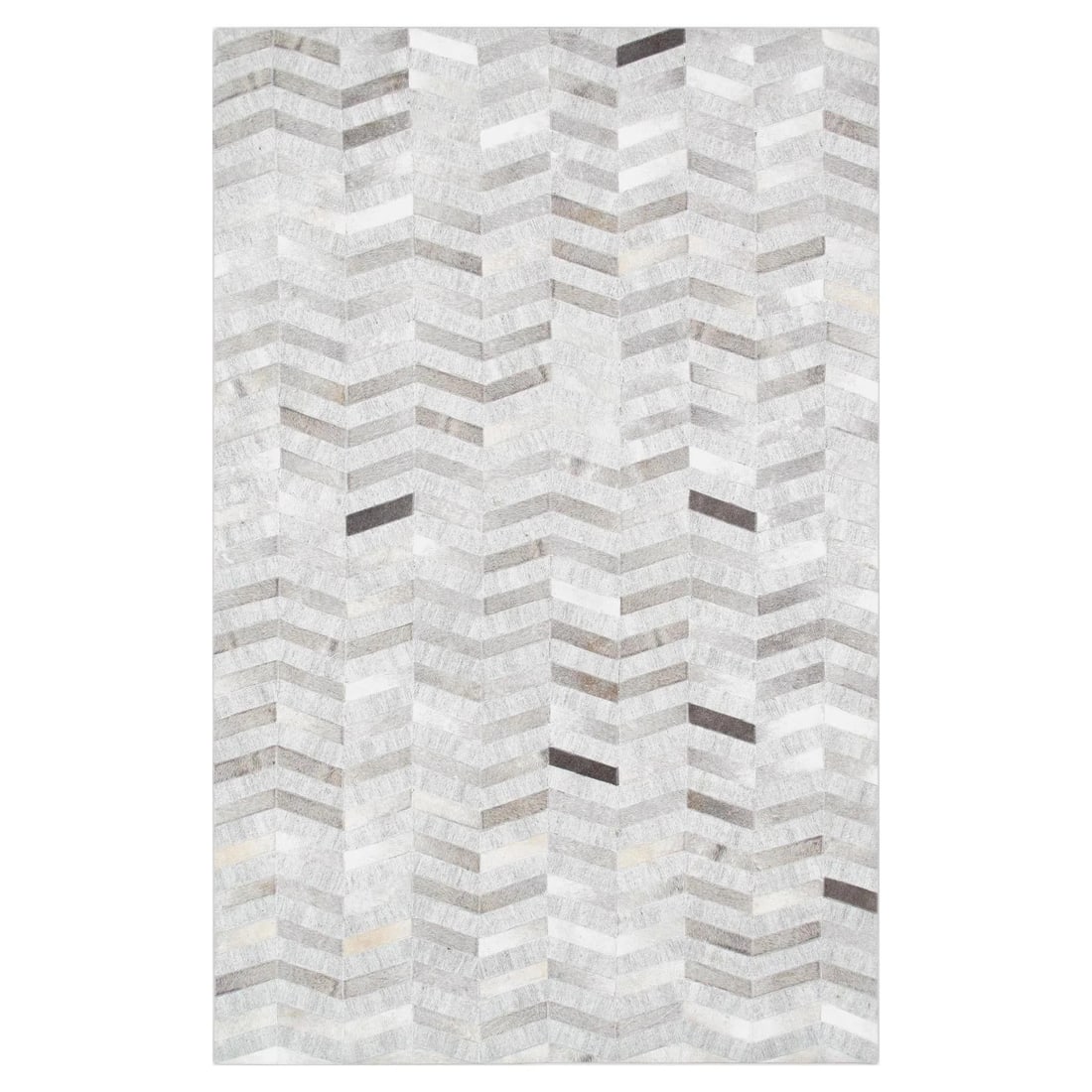 Galaxy Cowhide & Sari Silk Silver Area Rug, 4' 0'' X 6' 0'' - 4