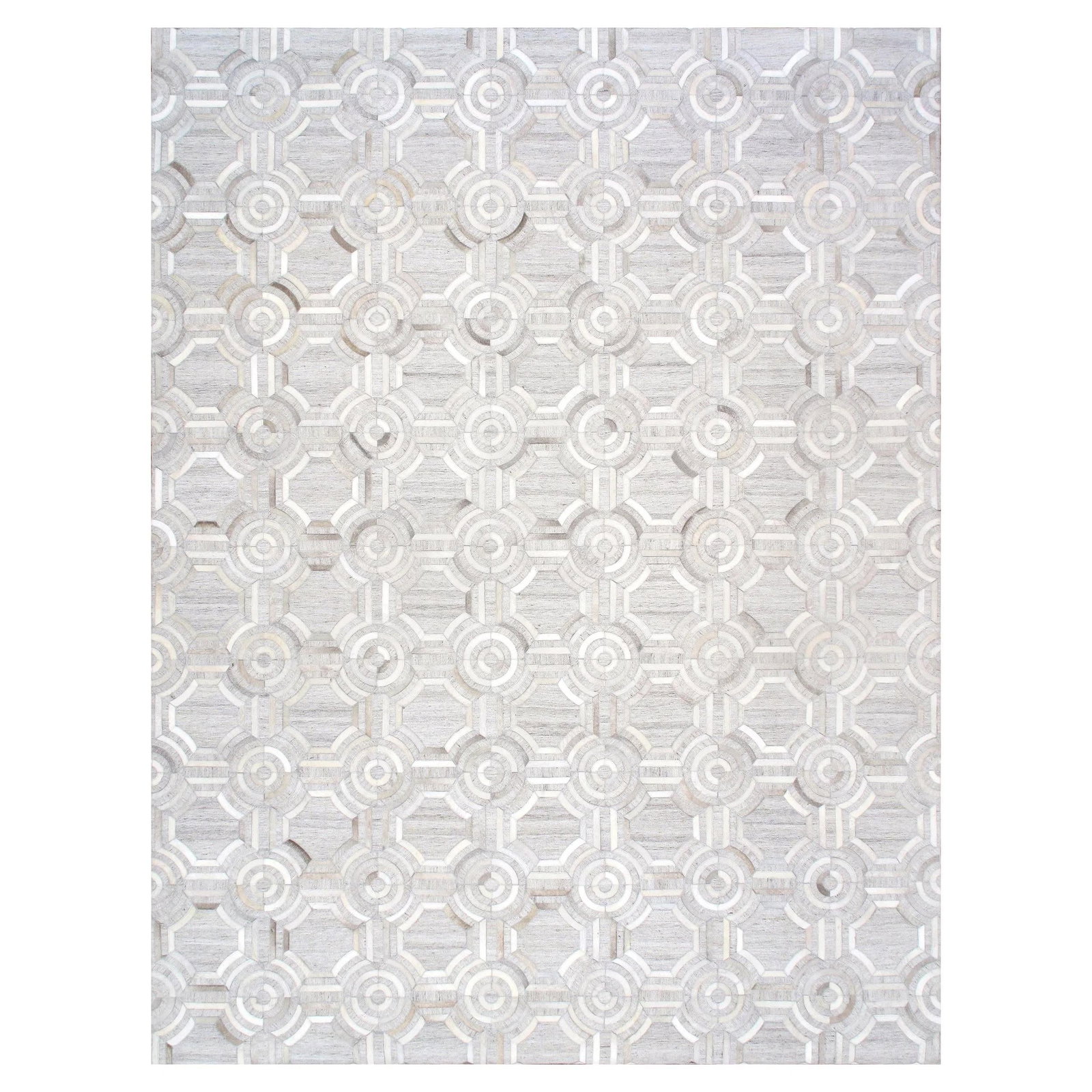 Galaxy Cowhide & Sari Silk Silver Area Rug, 4' 0'' X 6' 0'' - 7