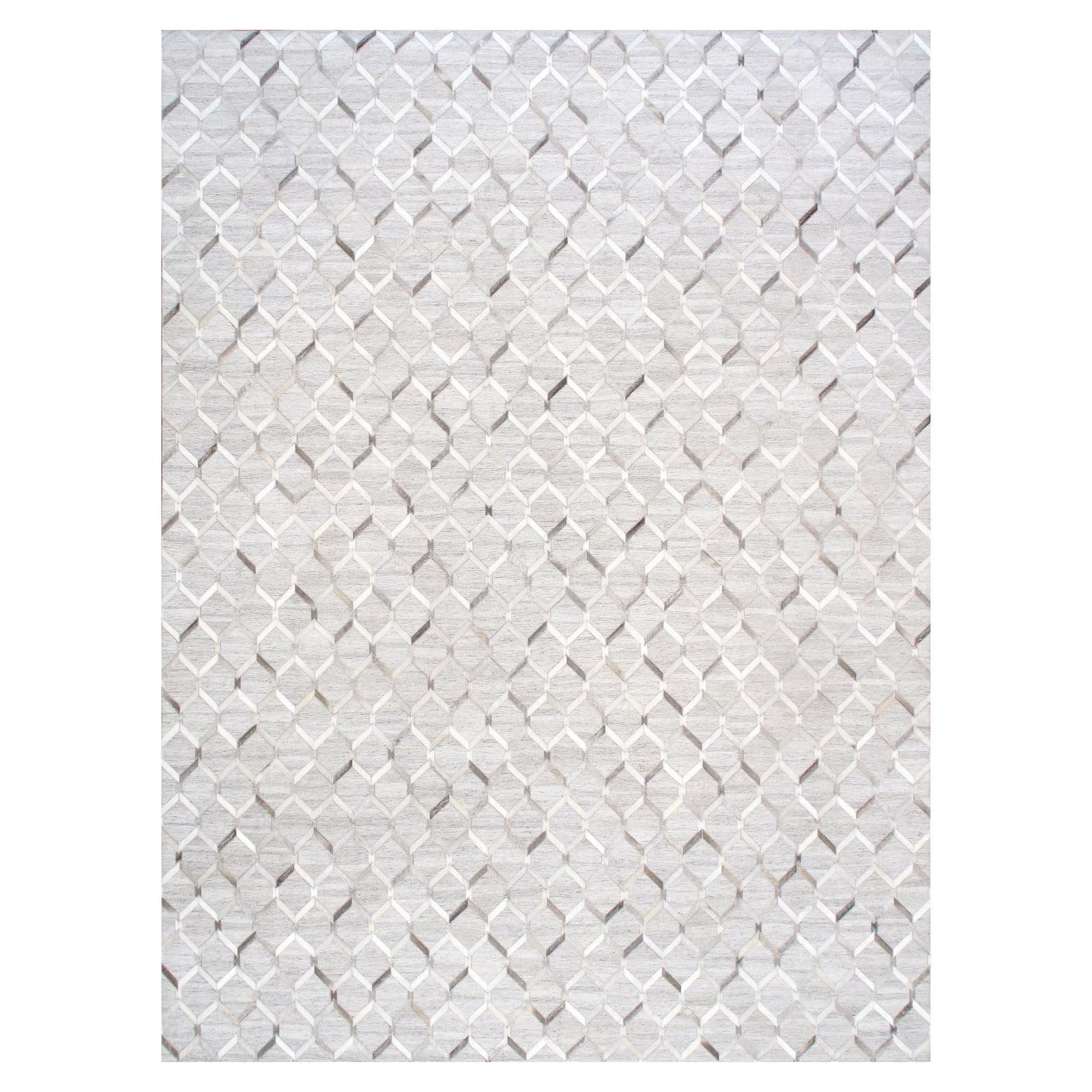Galaxy Cowhide & Sari Silk Silver Area Rug, 4' 0'' X 6' 0'' - 7