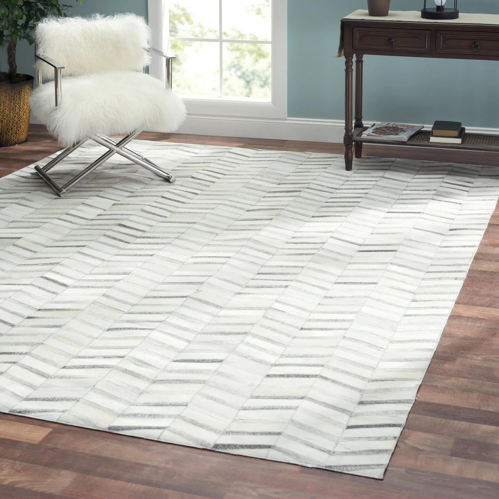 Galaxy Cowhide Silver Area Rug, 8' 0'' X 10' 0'' - 3