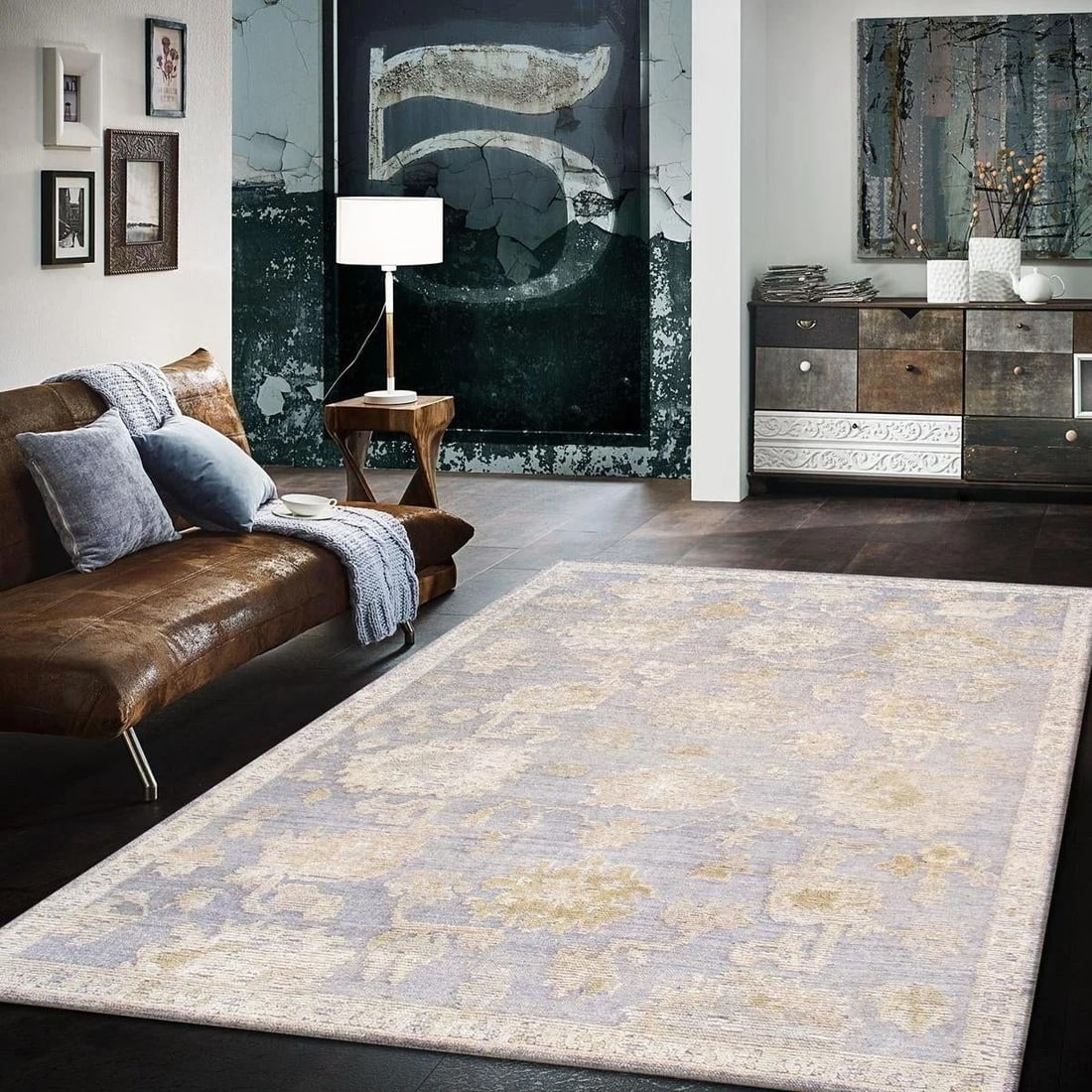 Oushak Wool Grey Area Rug, 9' 1'' X 10' 3'' - 6