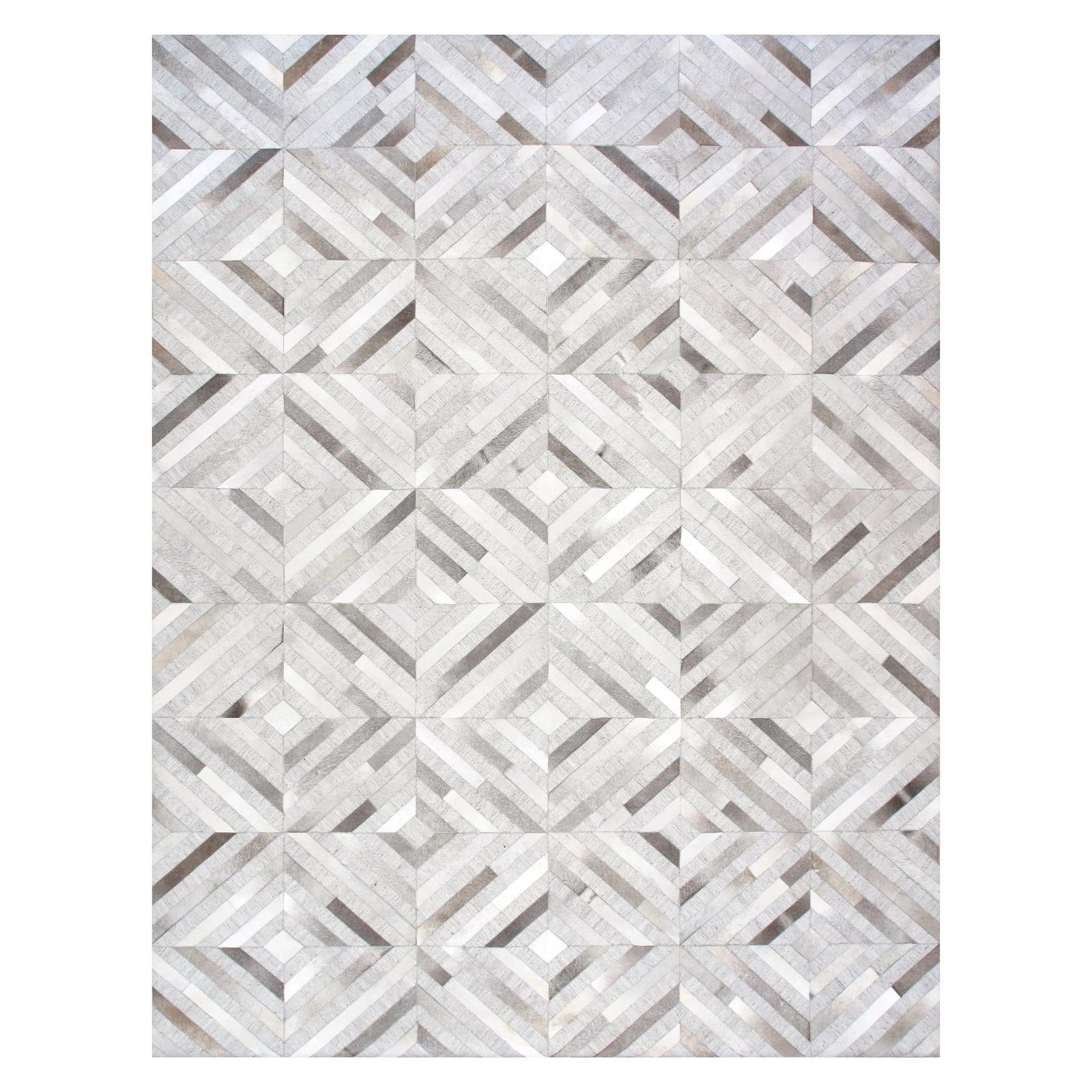 Galaxy Cowhide & Sari Silk Silver Area Rug, 5' 0'' X 8' 0'' - 7