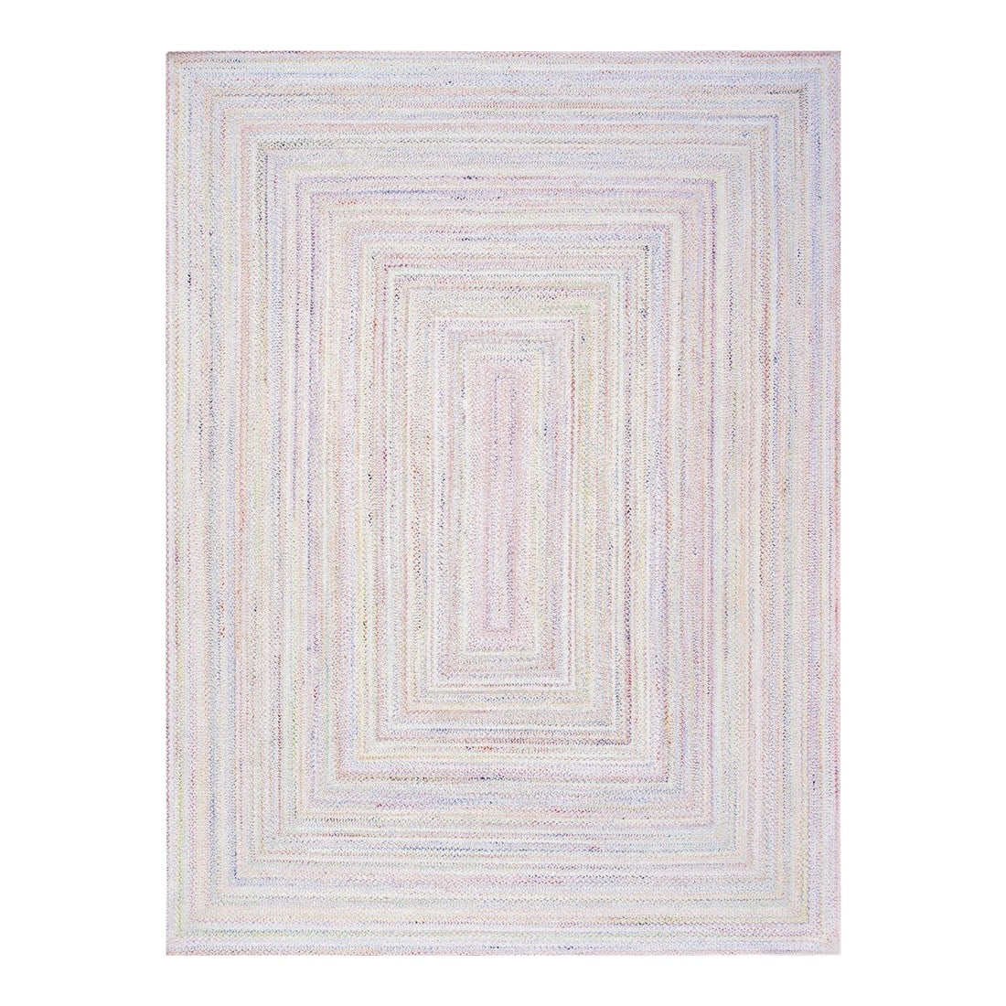 Faro Indoor/Outdoor Blue Area Rug, 8' 9'' X 11' 9'': Introducing the Lagos collection, a stunning new collection of braided rugs. The vivid colors and geometric patterns of these fabulous rugs will enhance any room or outdoor space they are placed in. C