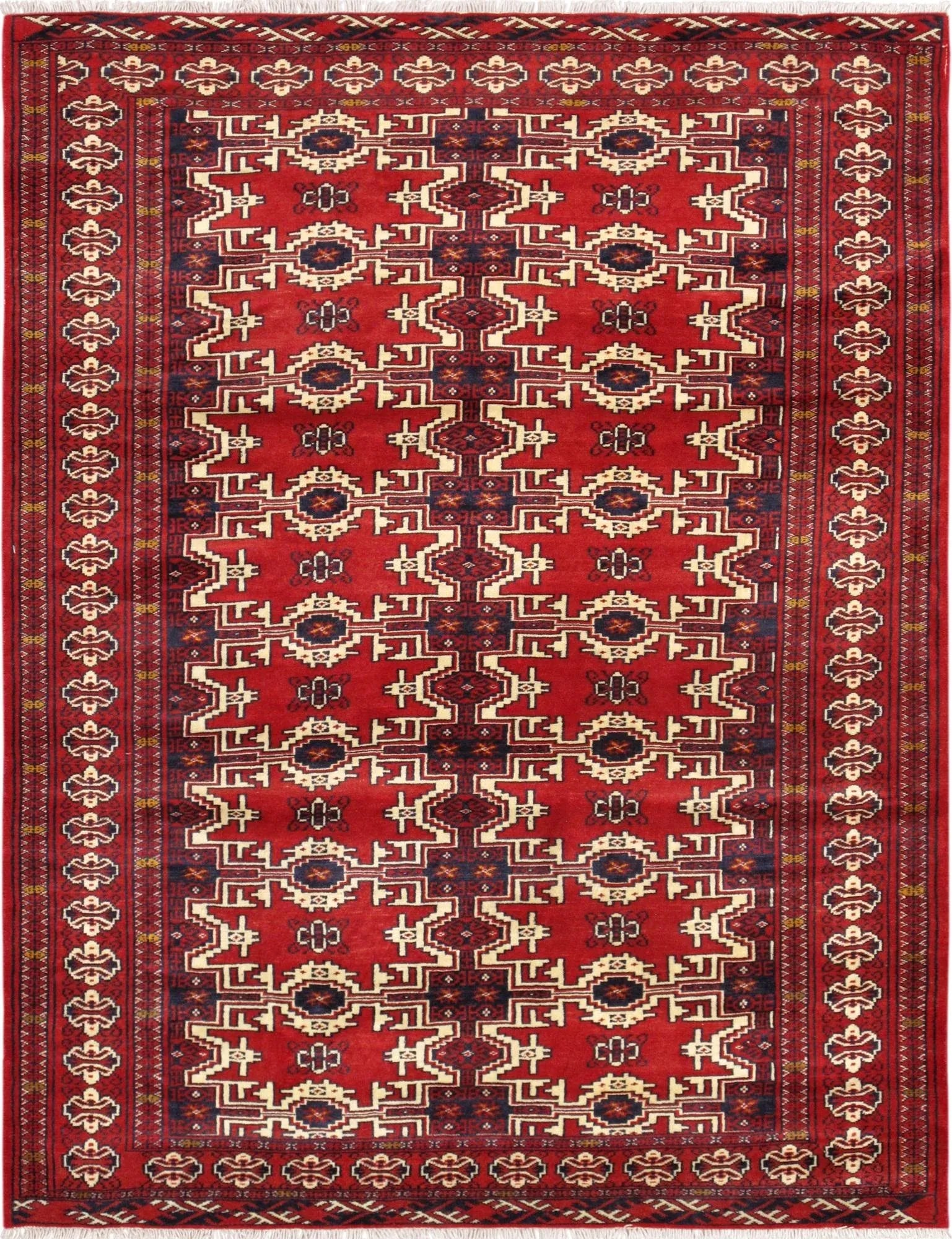 1940s Balouch Wool Area Rug, 3'11" X 5' 4", Red - 5