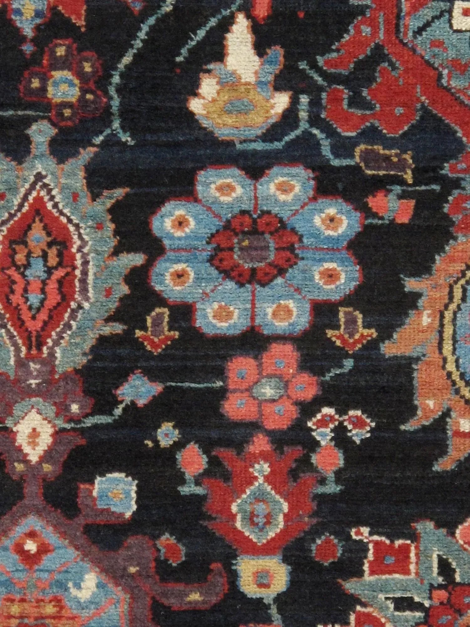 1920s Antique Sultanabad Wool Area Rug, 12' 7" X 21'10", Navy - 2