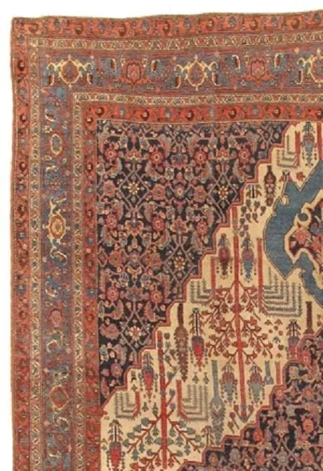 Antique Bidjar Ivory/L.Blue Area Rug - 9'8" X 12'9" - 2