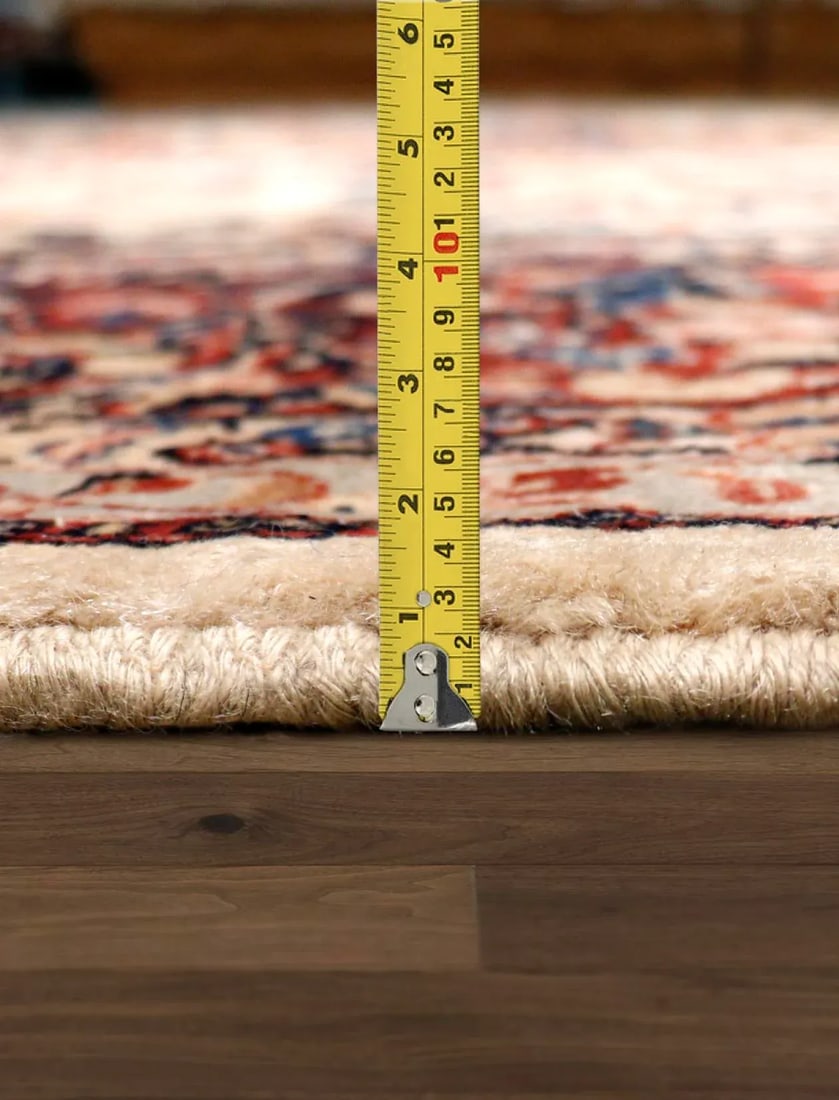 1910s Antique Sarouk Wool Area Rug-11'10" X 13'11", Ivory/Burgundy - 6