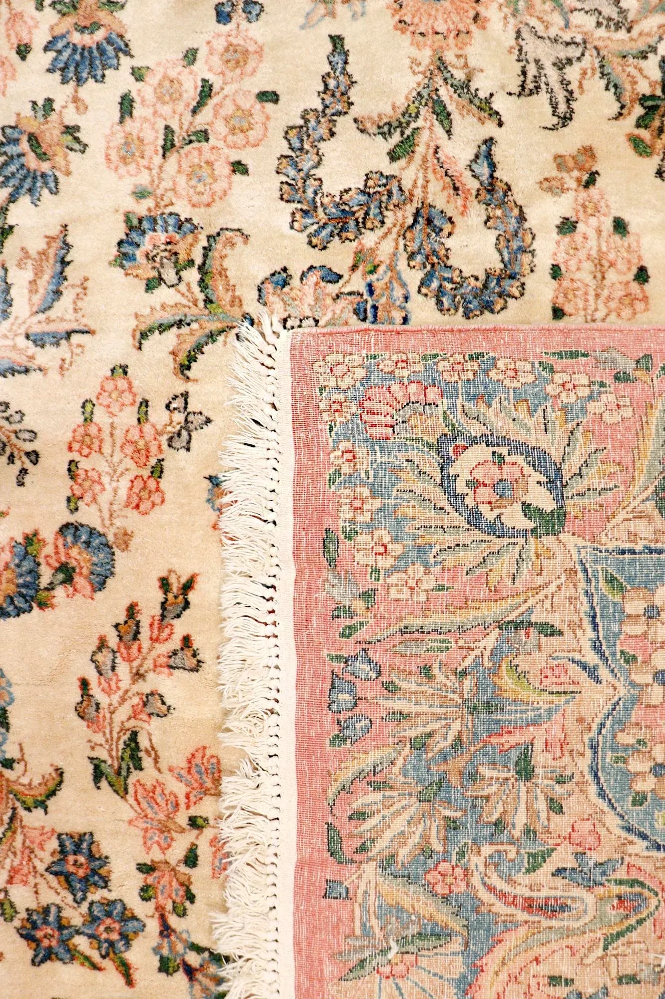 1910s Antique Kerman Wool Area Rug-10' 7" X 17' 7", Beige - 5