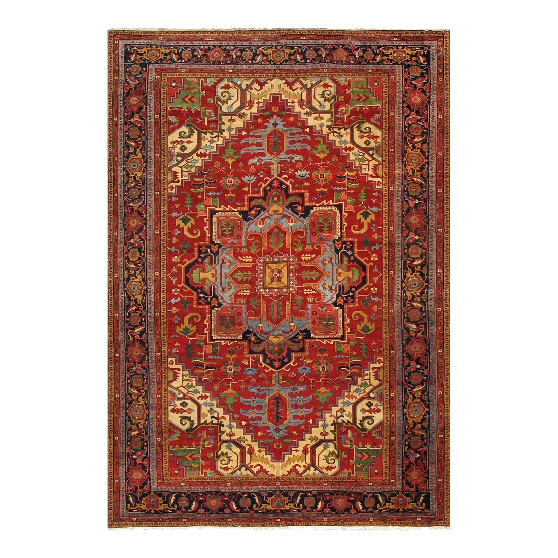 Pasargad Home Heriz Wool Area Rug-12' 5" X 18' 4", Red: Pasargad Home Heriz collection is a collection of traditional rugs with updated colors and styling. These rugs are hand knotted using the finest 100% Lamb's wool. Each rug is finished with patina that