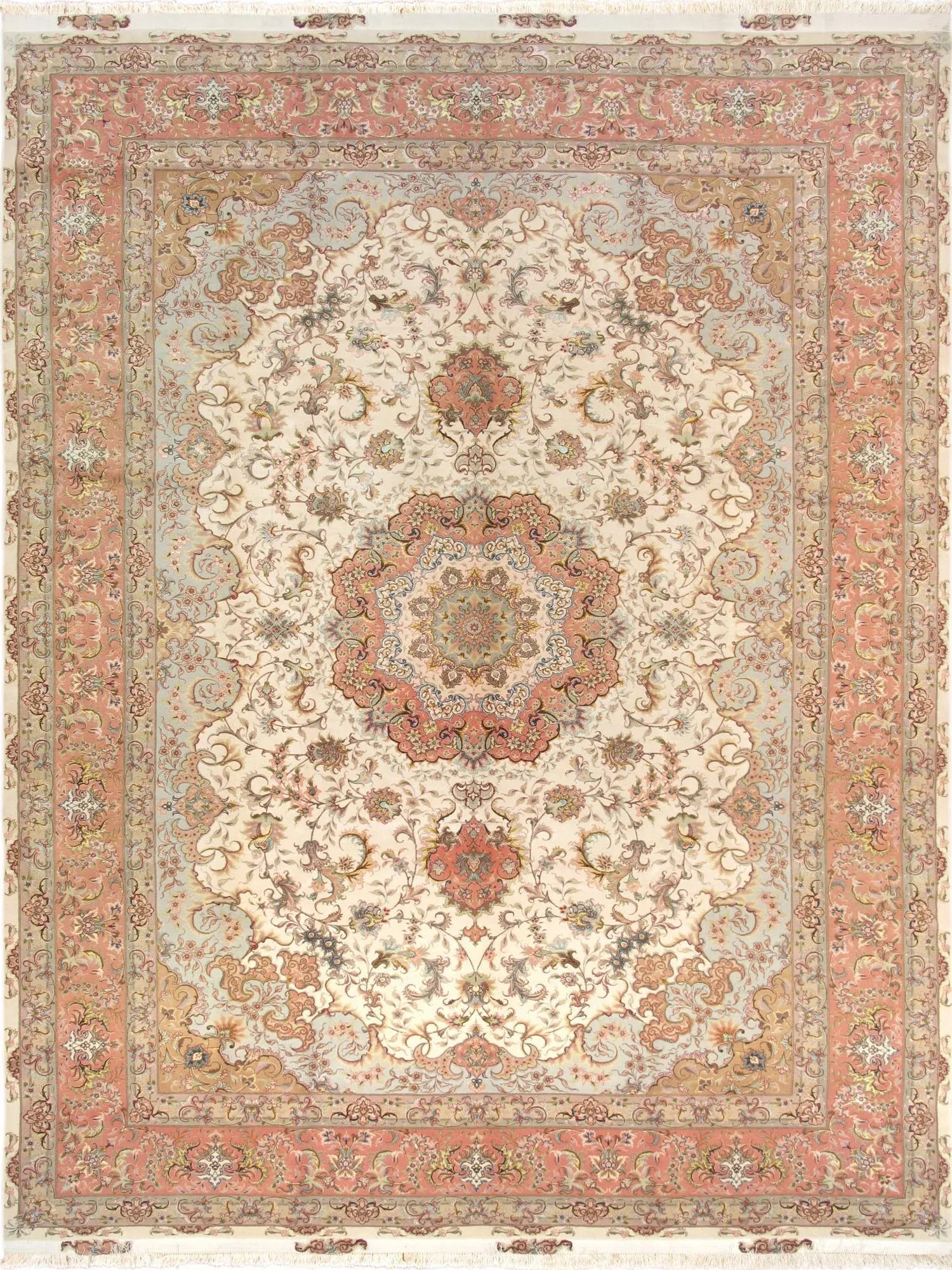 Pasargad Home Tabriz Silk & Wool Area Rug, 8' 2" X 11' 8", Ivory - 7