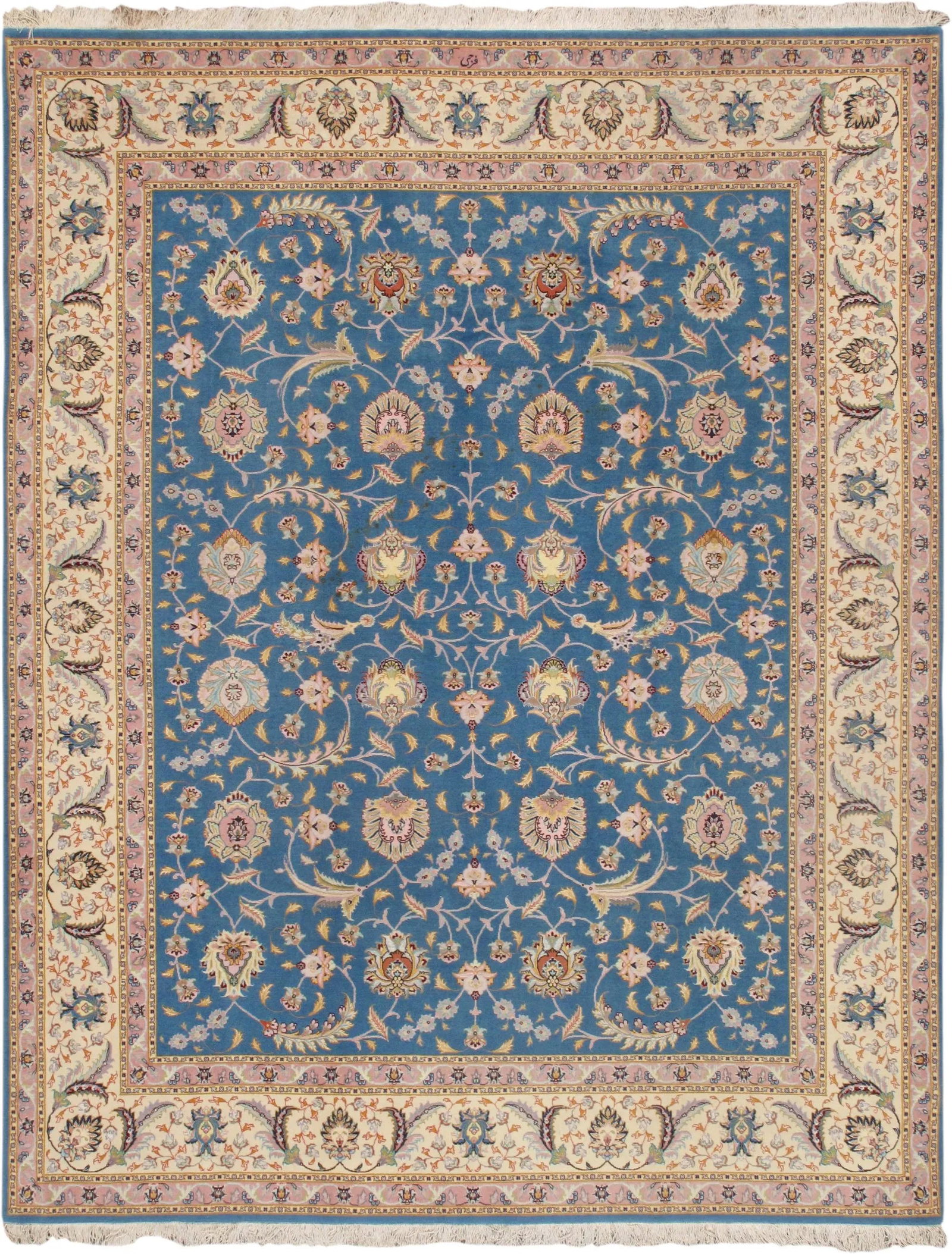 Pasargad Home Tabriz Silk & Wool Area Rug, 6' 7" X 8' 6", Blue - 6