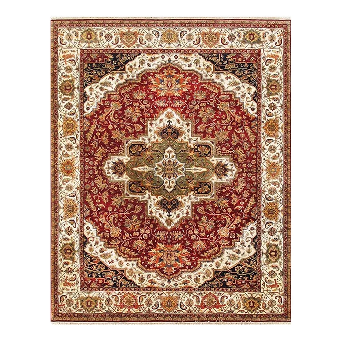 Pasargad Home Agra Lamb's Wool Area Rug, 8' 0" X 10' 0", Burgundy: Add a fresh accent to your home with a new rug from the Agra Collection. Agra collection is inspired by timeless, traditional designs. Each of these magnificent rugs is crafted using a hand-knotted