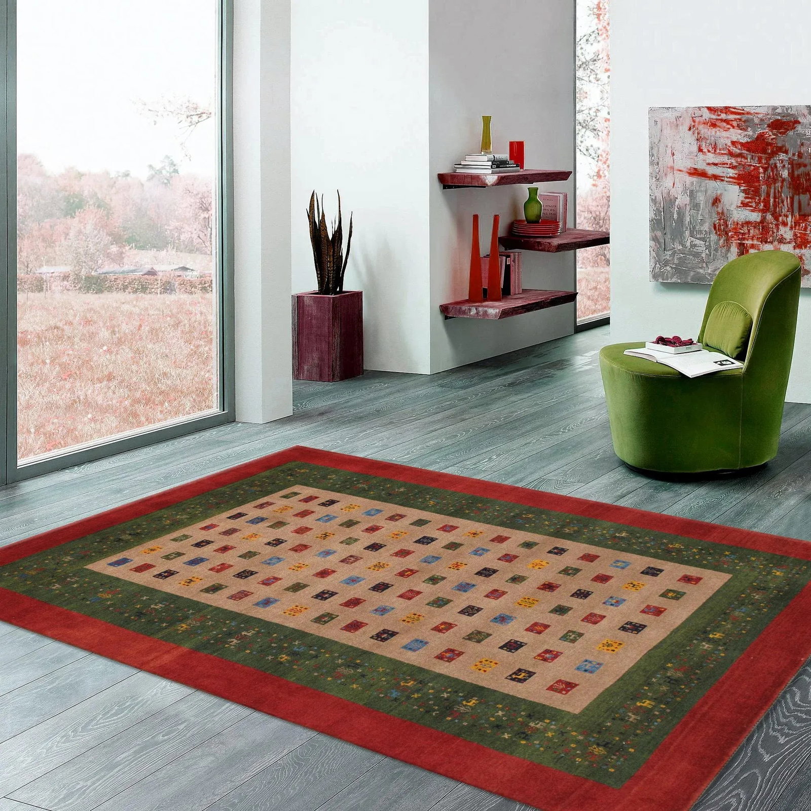 Pasargad Home Gabbeh Lamb's Wool Area Rug, 5' 1" X 7' 2", Brown - 4