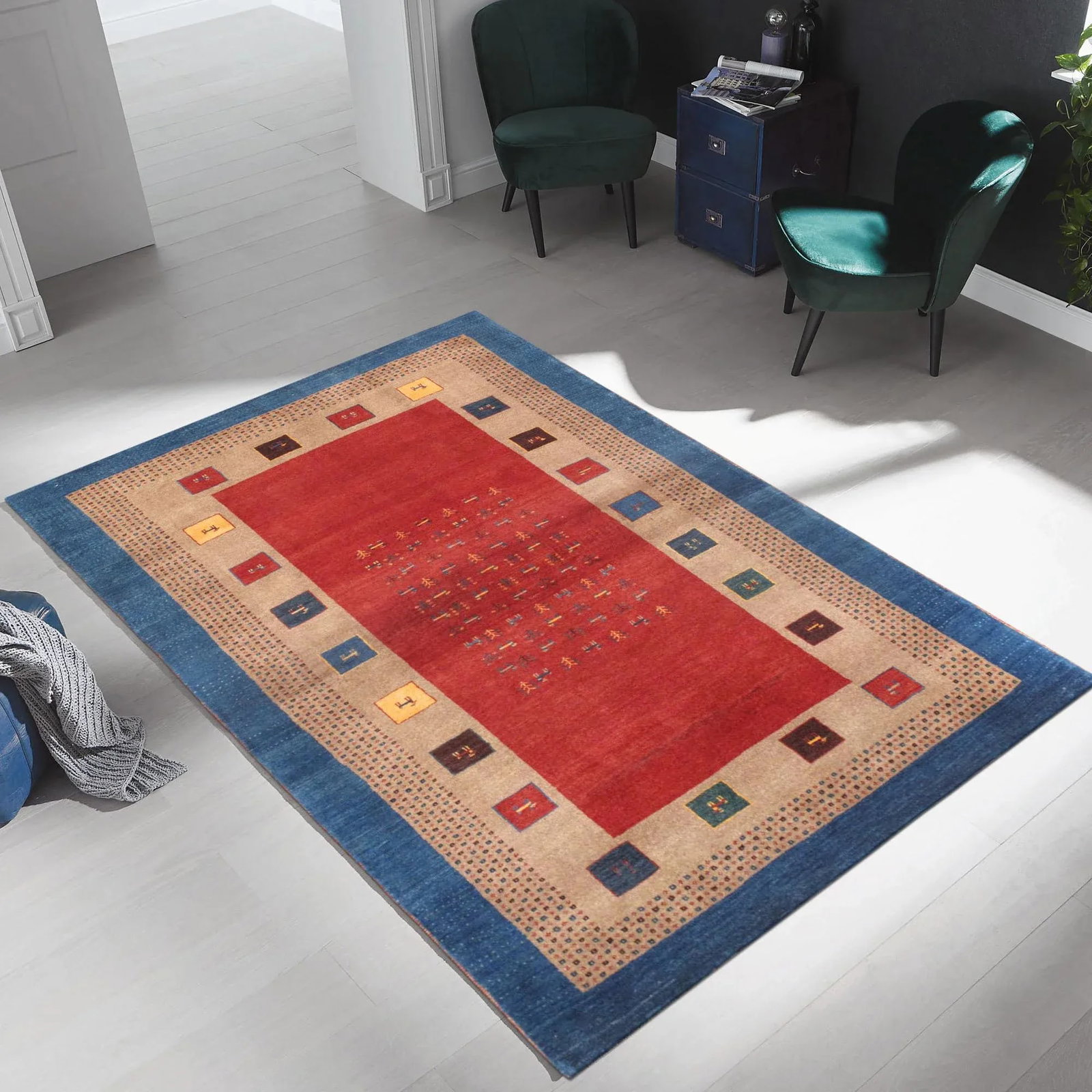 Pasargad Home Gabbeh Lamb's Wool Area Rug, 3'11" X 6' 3", Red - 3
