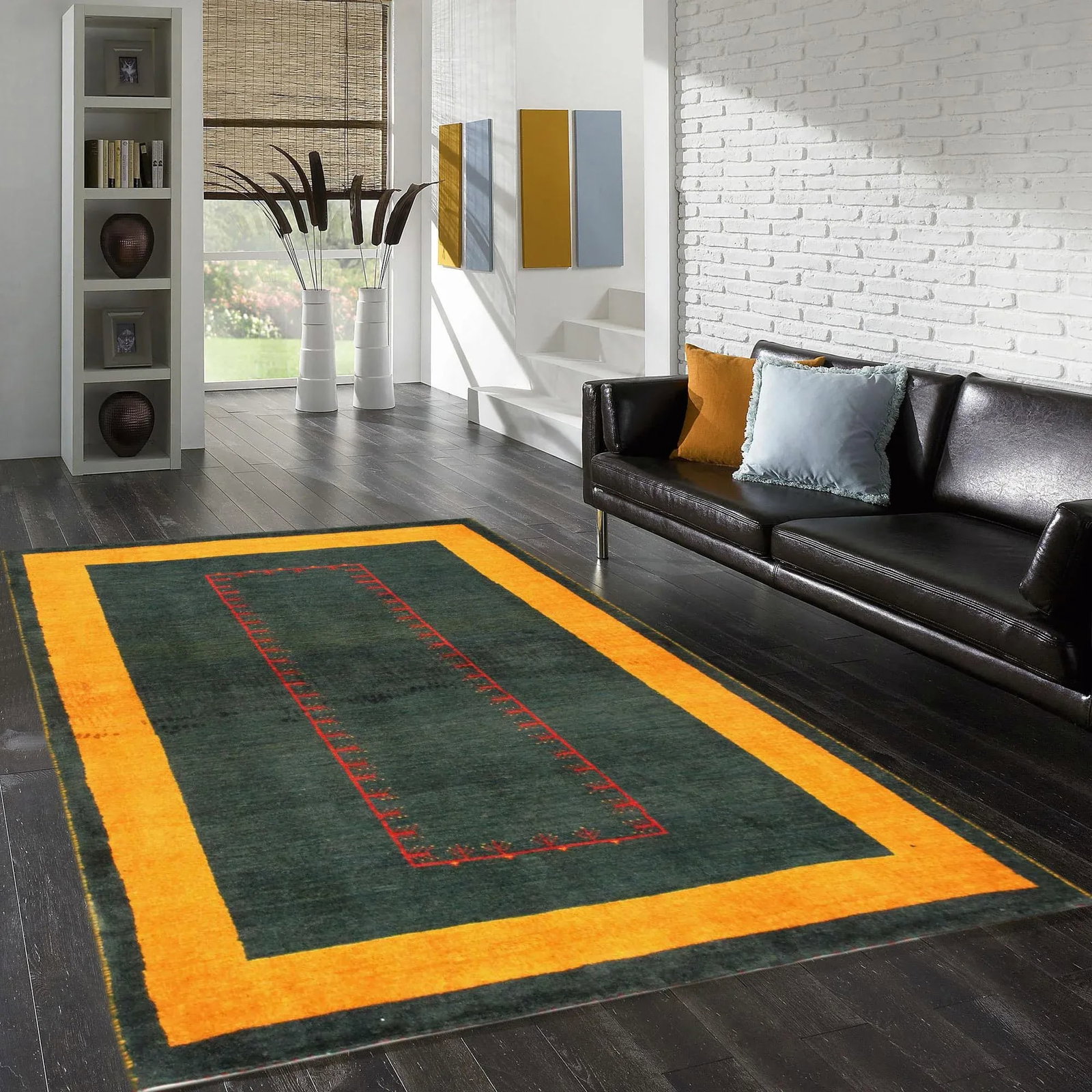 Pasargad Home Gabbeh Lamb's Wool Area Rug, 3' 4" X 5' 1", Green - 4