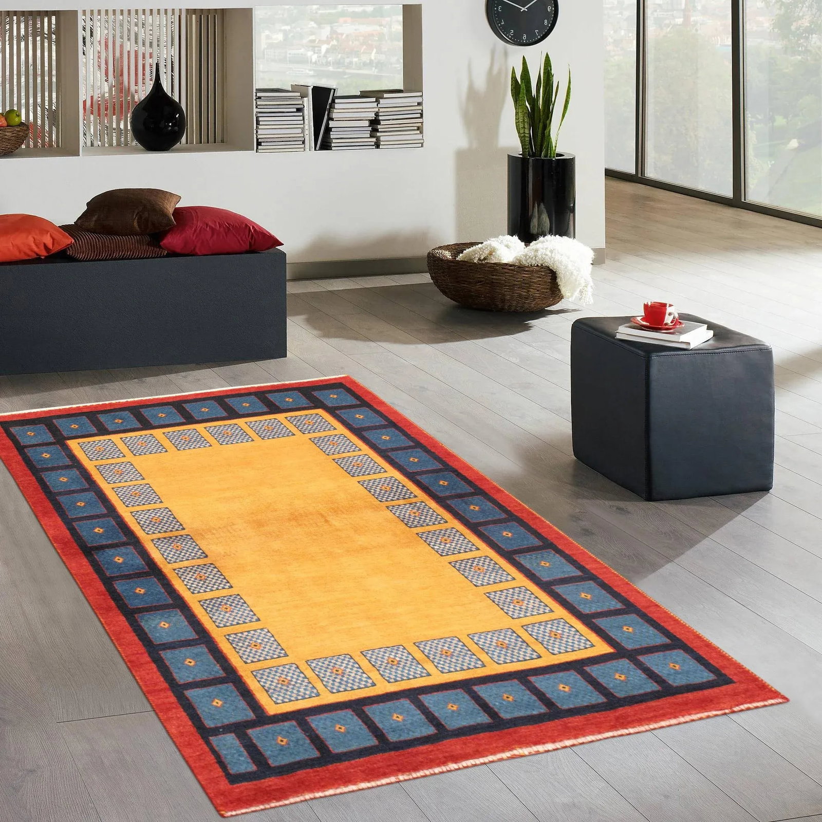 Pasargad Home Gabbeh Lamb's Wool Area Rug, 3' 5" X 4'10", Yellow - 3