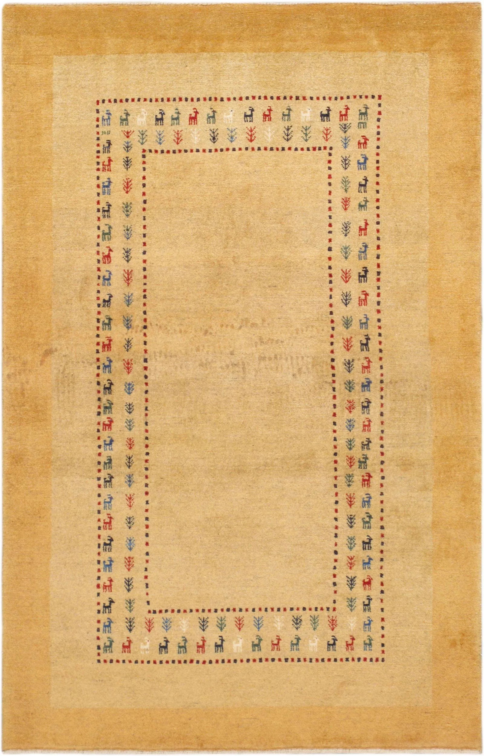 Pasargad Home Gabbeh Lamb's Wool Area Rug, 3' 6" X 5' 5", Gold - 5