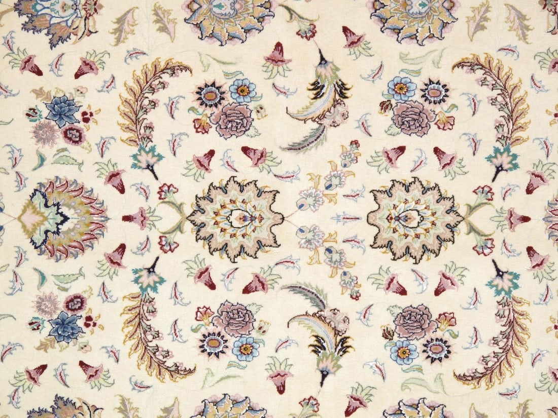 Pasargad Home Tabriz Silk & Wool Area Rug, 5' 6" X 8' 4", Ivory - 4