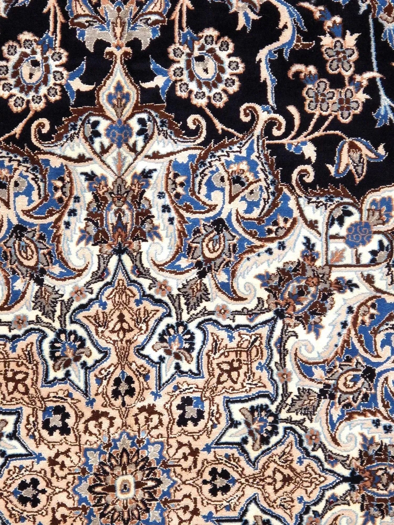 Pasargad Home Nain Silk & Wool Area Rug, 11'10" X 18' 0", Navy - 2