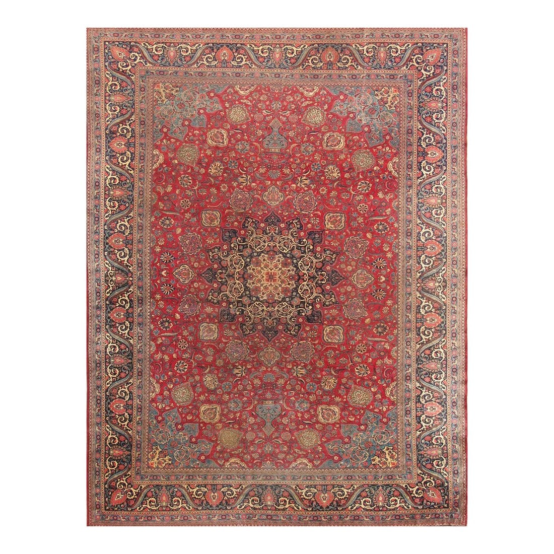 1920s Pasargad Home Antique Kashan Wool Area Rug, 10' 5" X 13' 6", Red: Meet Pasargad Home S.Antique Kashan collection. This rug's handmade, hand-knotted construction adds durability to this rug, ensuring it will last for many years. Each rug is handmade with 100% premium