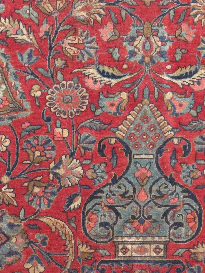 1920s Pasargad Home Antique Kashan Wool Area Rug, 10' 5" X 13' 6", Red - 2