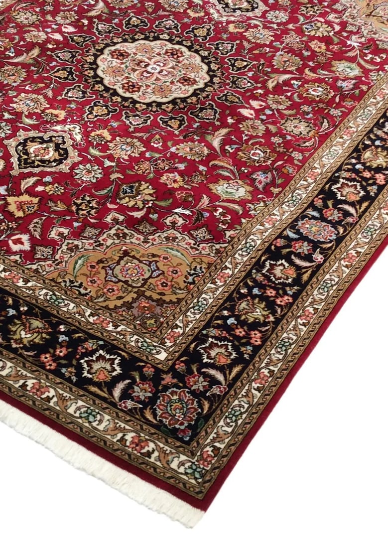 Pasargad Home Tabriz Silk & Wool Area Rug, 5' 1" X 6'11", Red - 3