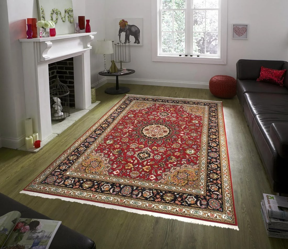 Pasargad Home Tabriz Silk & Wool Area Rug, 5' 1" X 6'11", Red - 4