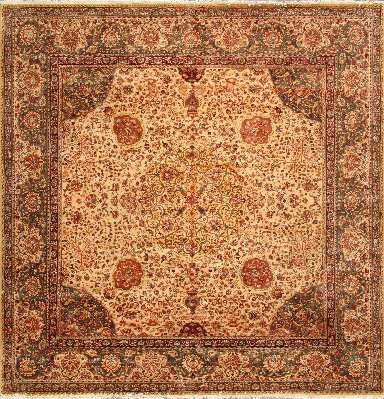 Pasargad Home Agra Wool Area Rug-10' 0" X 10' 4" , Beige - 7