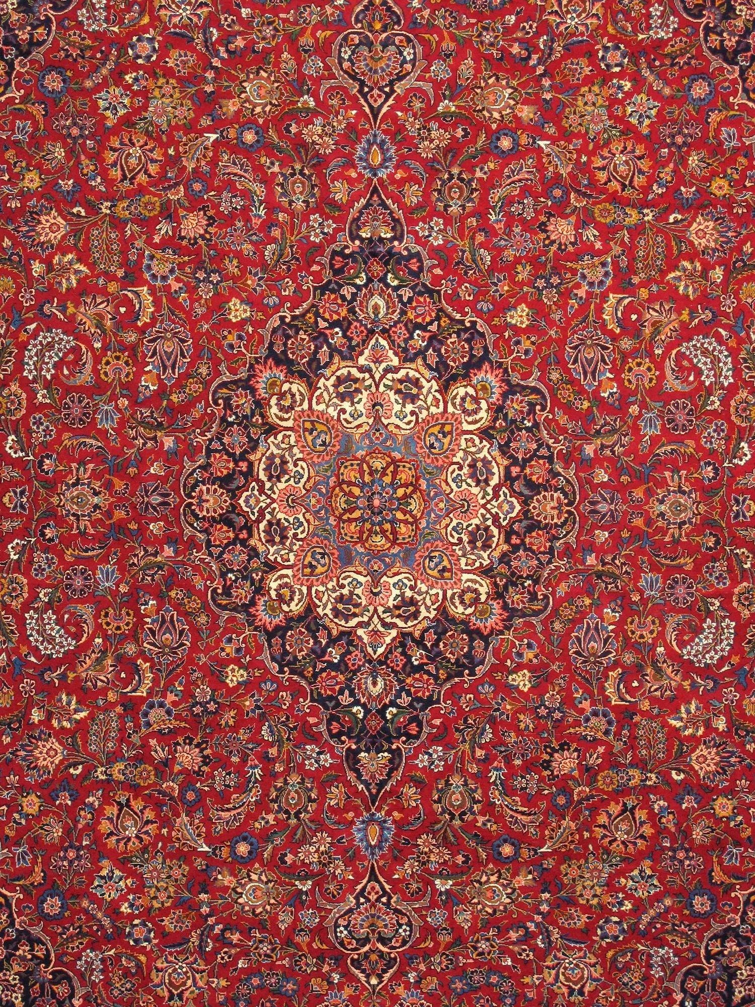 Pasargad Home Antique Kashan Wool Area Rug-10'10" X 14' 7" , Red - 2