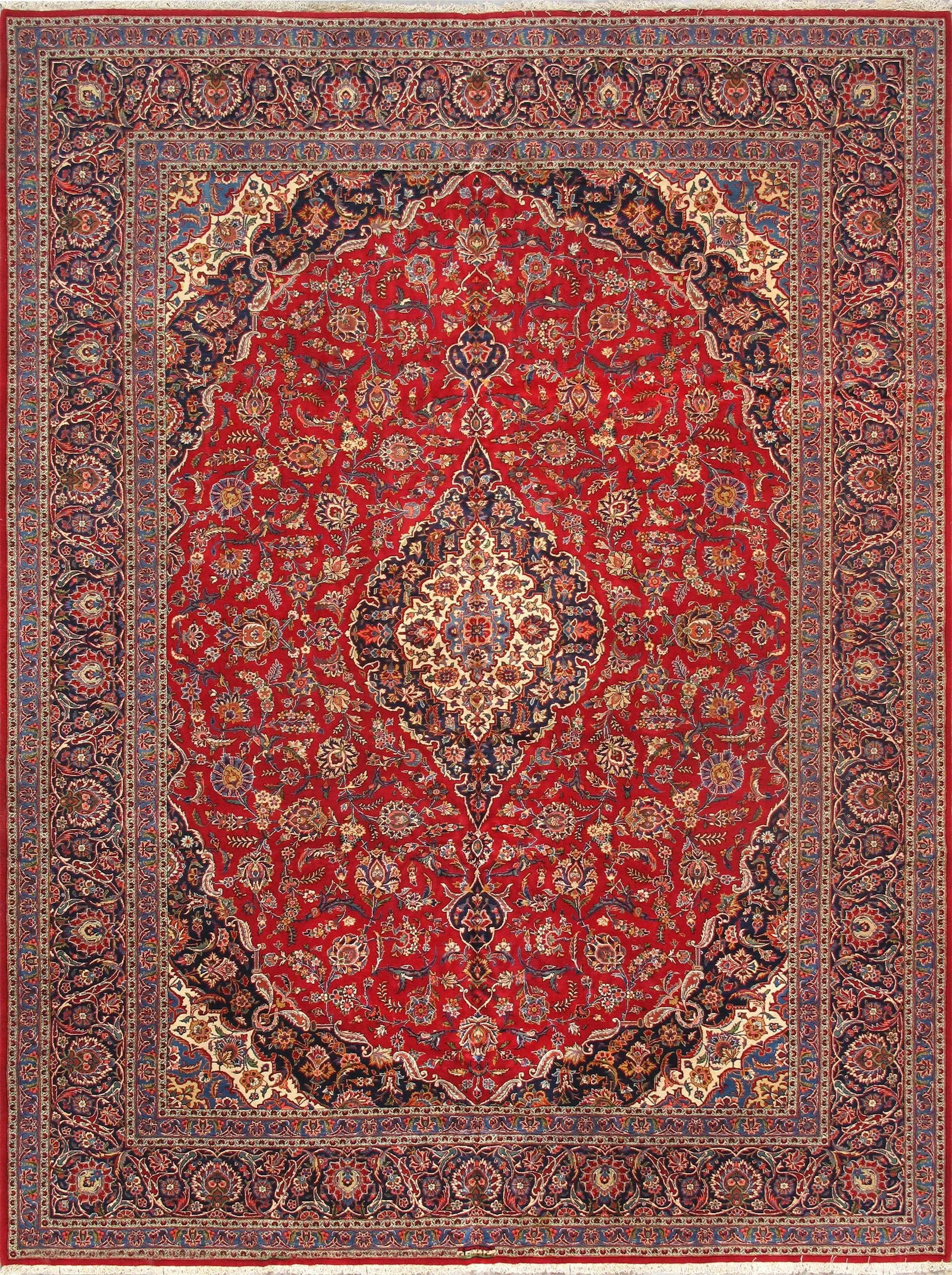 Pasargad Home Antique Kashan Wool Area Rug-10' 5" X 14' 0" , Red - 7