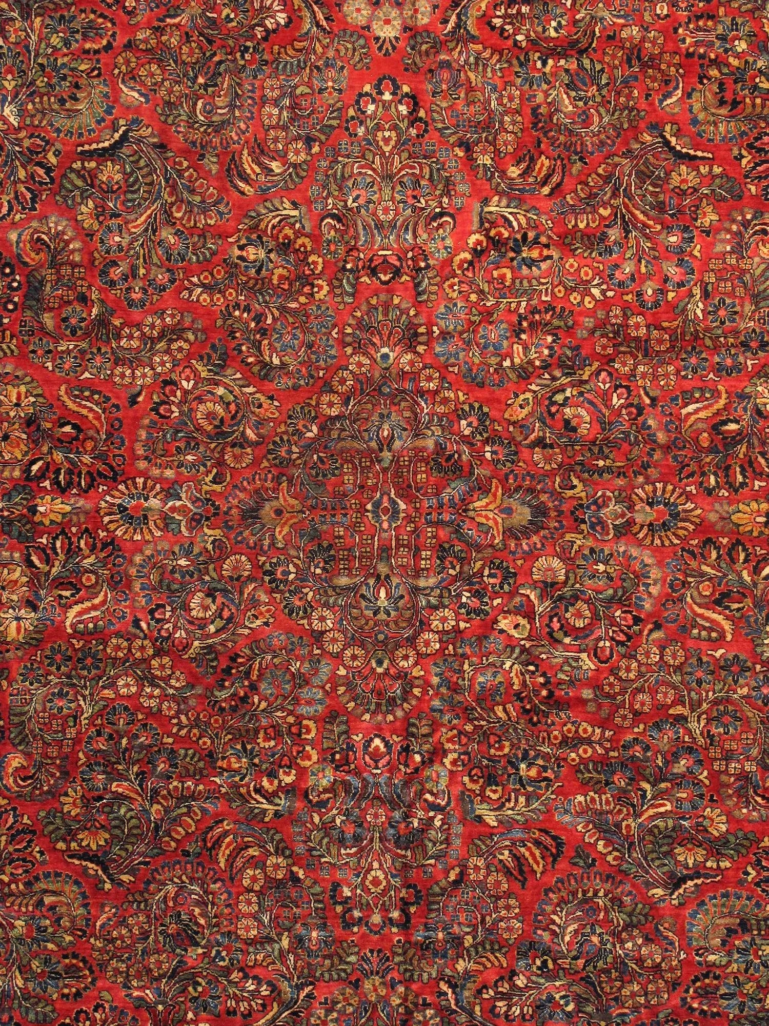 Pasargad Home Antique Sarouk Wool Area Rug-12'10" X 20' 5" , Red - 2