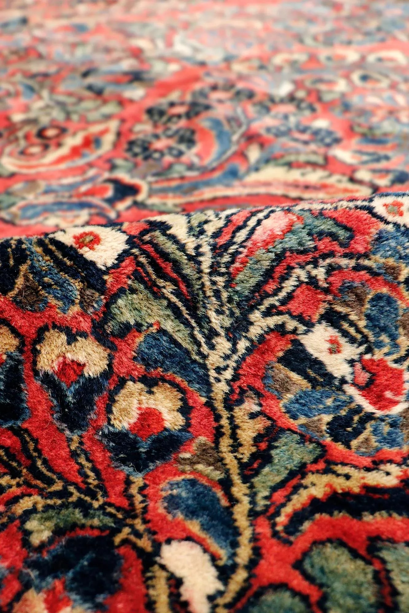 Pasargad Home Antique Sarouk Wool Area Rug-12'10" X 20' 5" , Red - 4