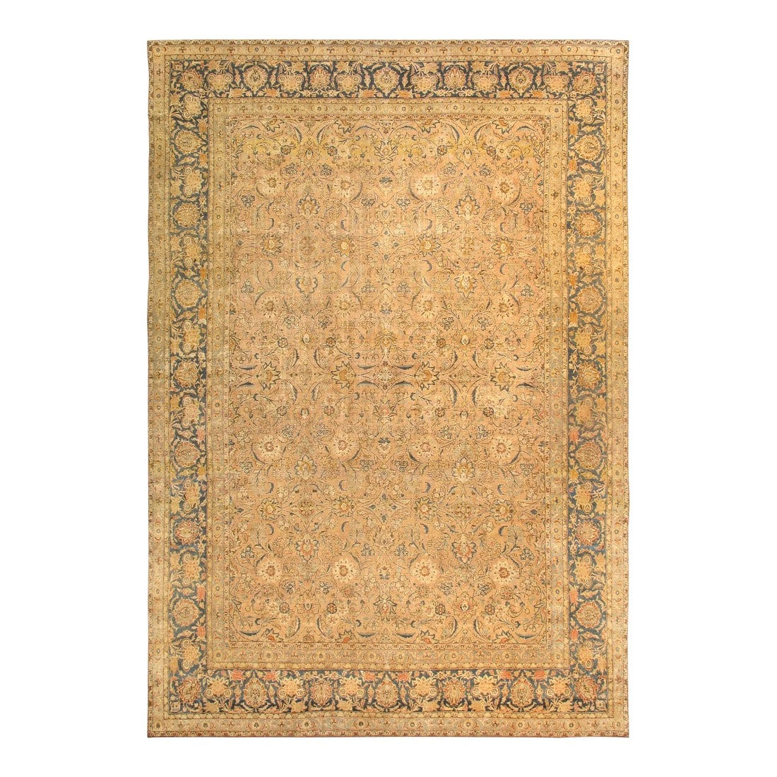 Pasargad Home Antique Tabriz Wool Area Rug-11' 6" X 16' 8" , Salmon: Tabriz Design rugs are distinguished by their excellent weave and by their remarkable adherence to the classical traditions of antique Persian rug design. Add a magnificent accent to your home with th