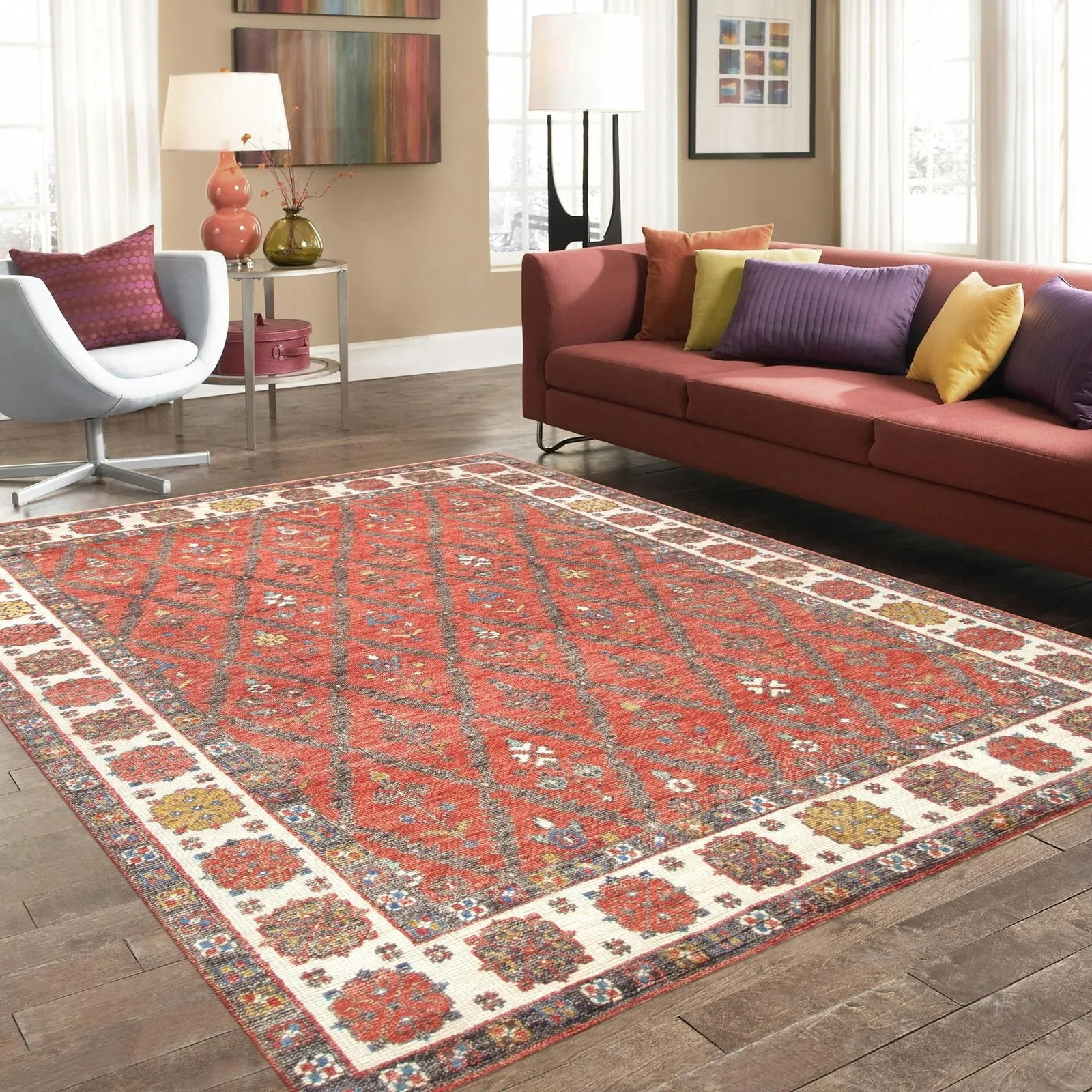 Pasargad Home Nomad Wool Area Rug, 7' 9" X 9'10", Rust - 4