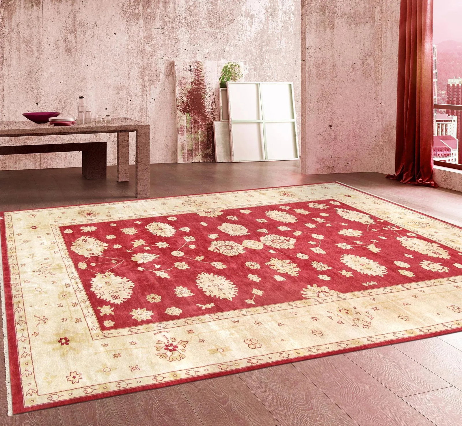 Pasargad Home Oushak Lamb's Wool Area Rug, 11' 9" X 18' 2", Red - 3