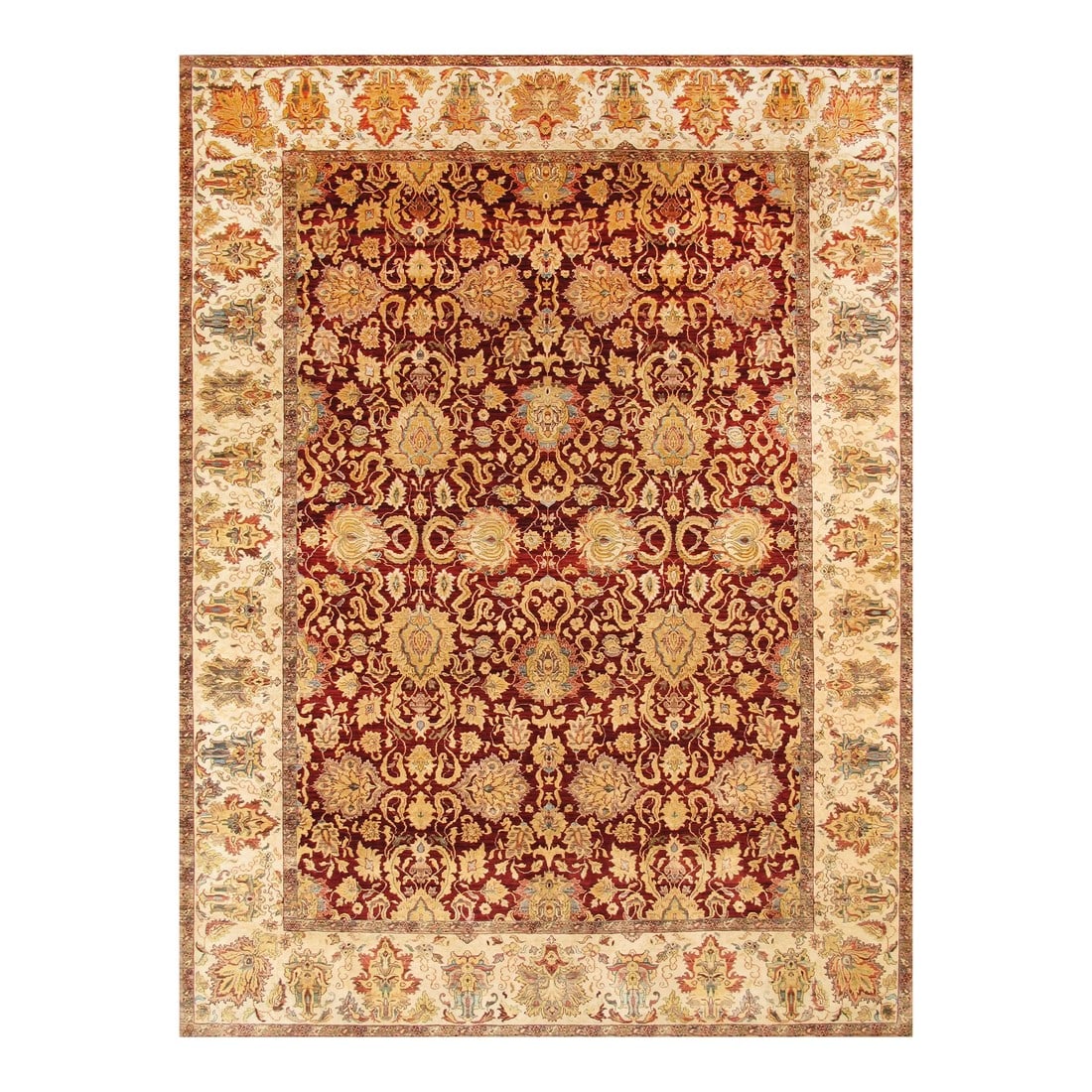Pasargad Home Agra Lamb's Wool Area Rug, 9' 1" X 12' 2", Red: Add a fresh accent to your home with a new rug from the Agra Collection. Agra collection is inspired by timeless, traditional designs. Each of these magnificent rugs is crafted using a hand-knotted