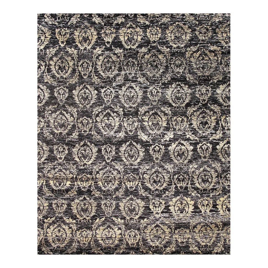 Pasargad Home Sari Silk Sari Silk Area Rug, 8' 0" X 9'11", Black: Dress up your floor with fashionable Sari Silk Collections. These beautiful rugs cleverly integrate sari silk dresses, hand-knotted, for an overall look that's as striking as a model on the runway. Th