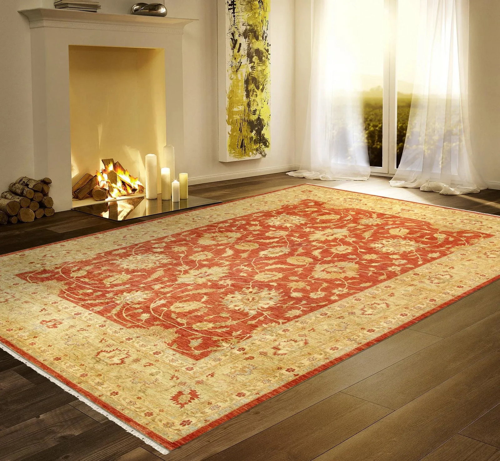 Pasargad Home Ferehan Lamb's Wool Area Rug, 11'11" X 15' 3", Rust - 3