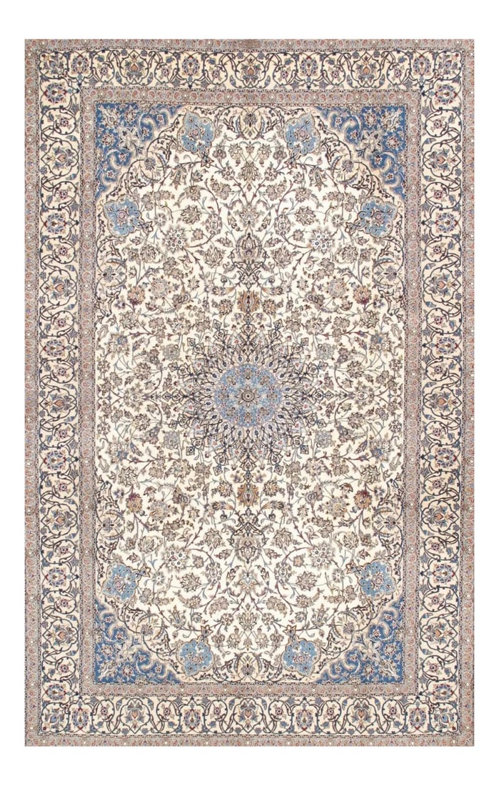 Pasargad Nain Silk & Wool Area Rug - 7' 3" X 11'11": The brand Pasargad is the perfect blend of class and elegance. These rugs bring traditional sophistication to your home. These rugs feature 100% Premium Lamb's Wool, hand-knotted into elegant designs,