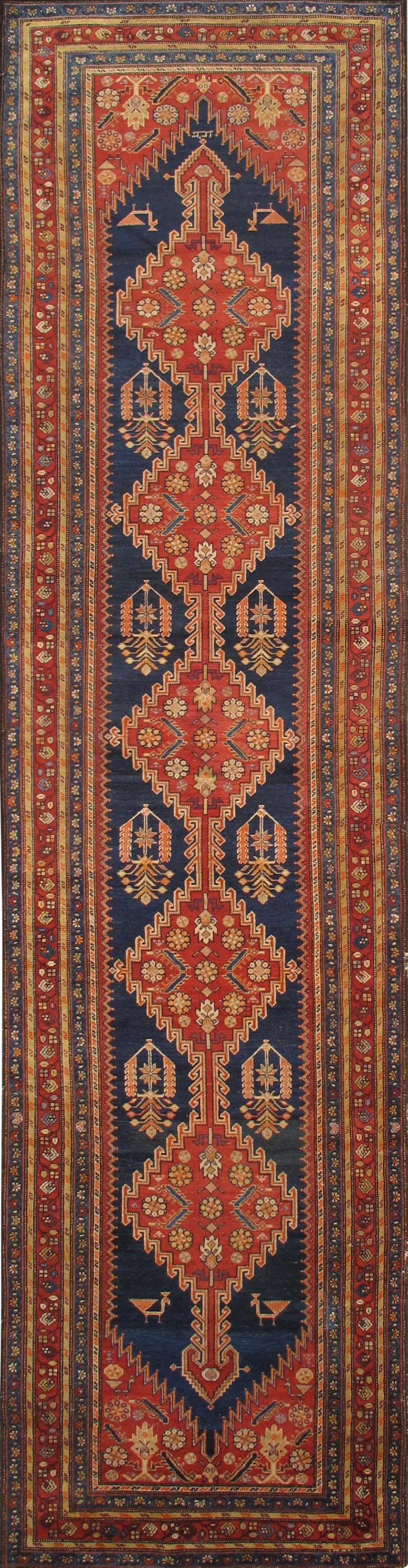 Pasargad Home Vintage Malayer Navy/Rust Runner, 4' 0" X 14' 0": The brand Pasargad is the perfect blend of class and elegance. These rugs bring traditional sophistication to your home. These rugs feature 100% Premium Lamb's Wool, hand-knotted into elegant