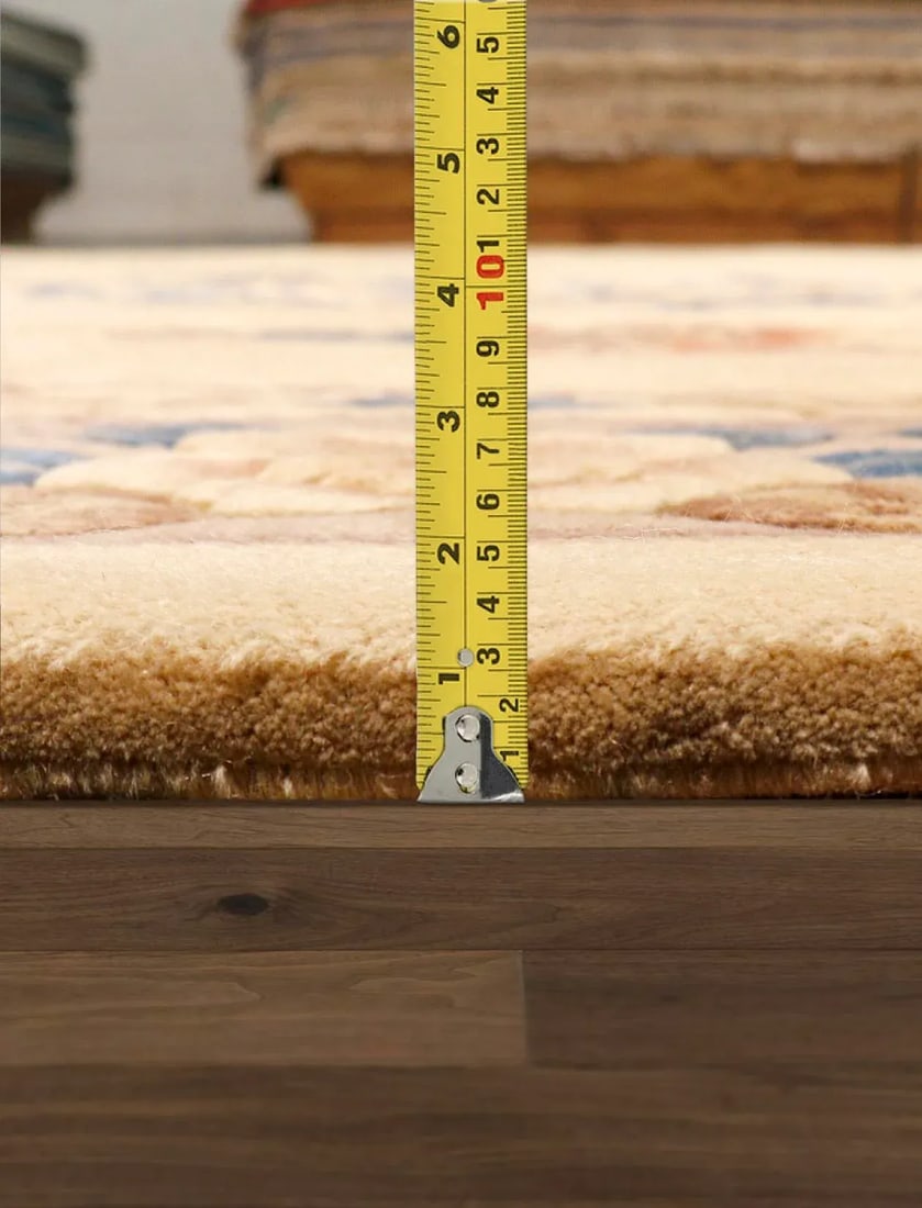 2020s Pasargad Home Art Deco Ivory/Blue Wool Area Rug- 8'10" X 11'10" - 5