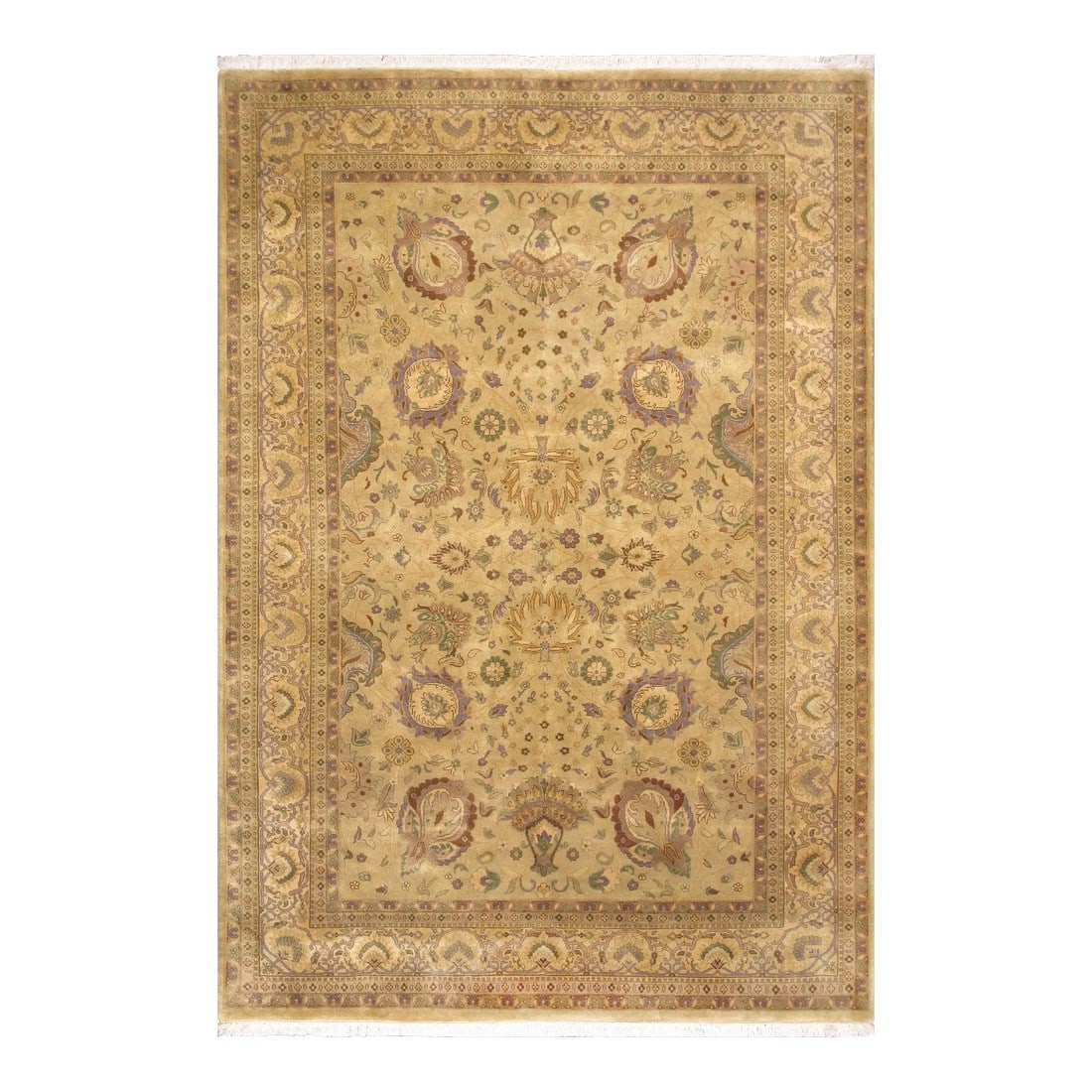 2020s Pasargad Home Melody Wool Gold Area Rug- 6' 2" X 8'11": Meet Pasargad Home Melody Collection. This rug's handmade, hand-knotted construction adds durability to this rug, ensuring it will last for many years. Each rug is handmade with 100% premium lamb's