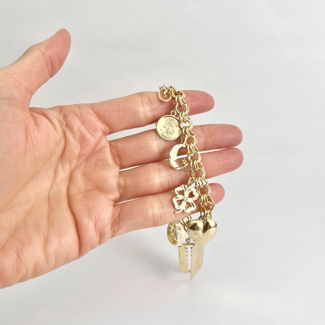 Vintage Scorpio Libra Italian Horn Charm Bracelet 14K Yellow Gold, 22.88 Grams - 3